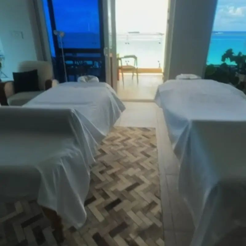 Peaceful massage table with ocean view