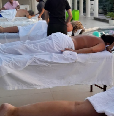 Luxury outdoor spa experience at a tropical resort